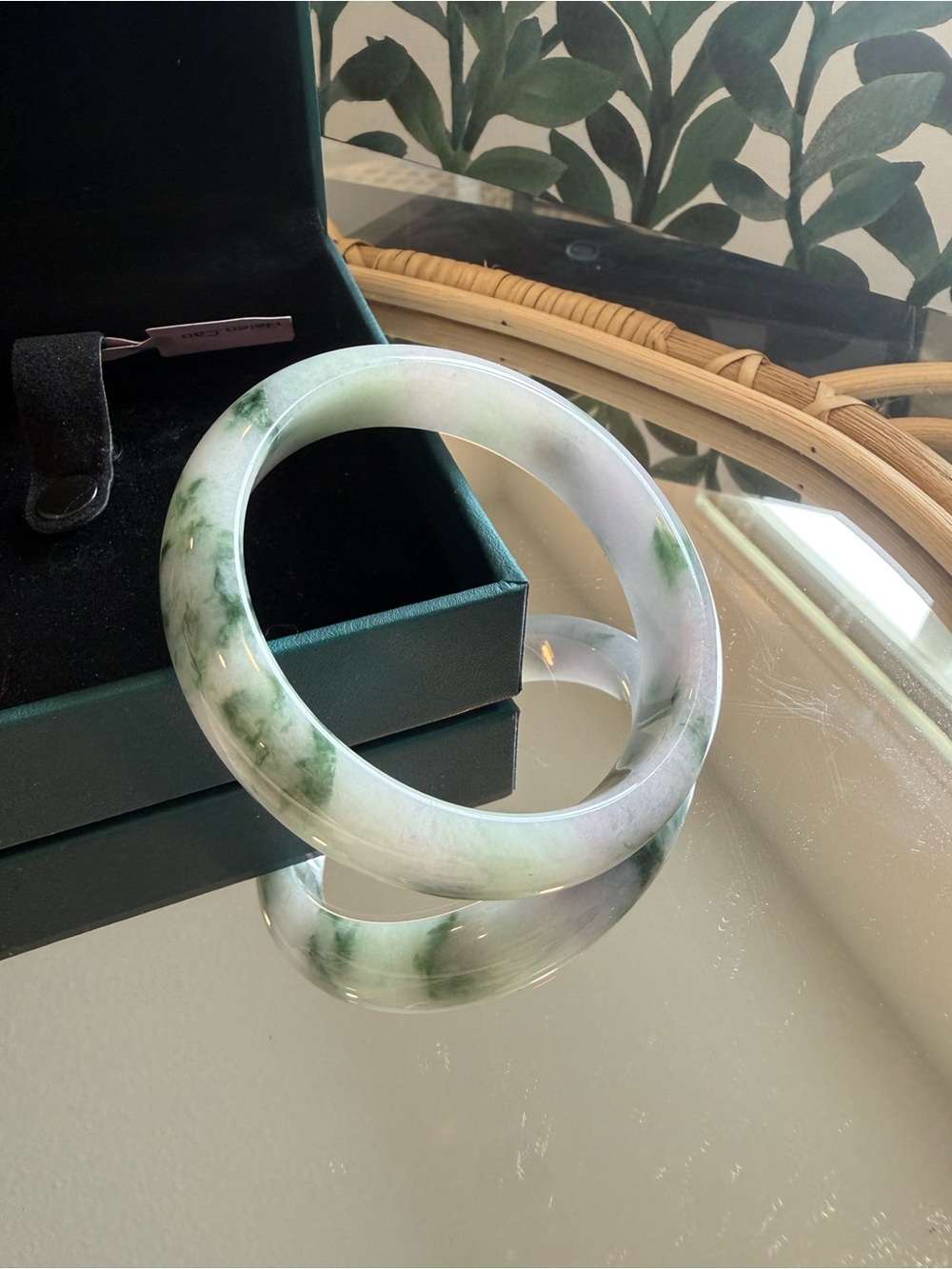$4000CAD GIA Appraisal Jade-Inspired Green & White Bangle Bracelet size 58mm - Picture 7 of 14